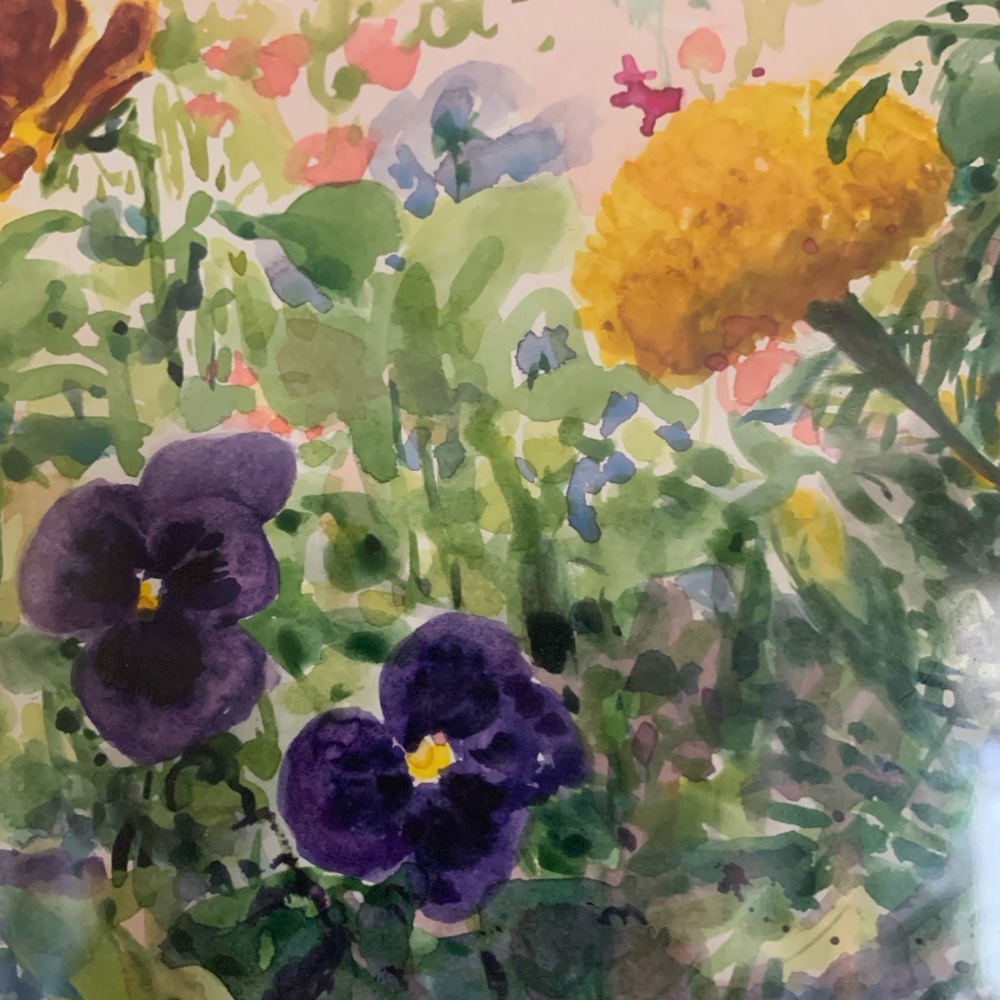 Vibrant Floral Watercolor Matted in Gold Frame and Signed By Artist 14” x 21” - Picture 6 of 10